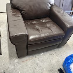 Brown Leather Chairs And Sleeper Ottoman 