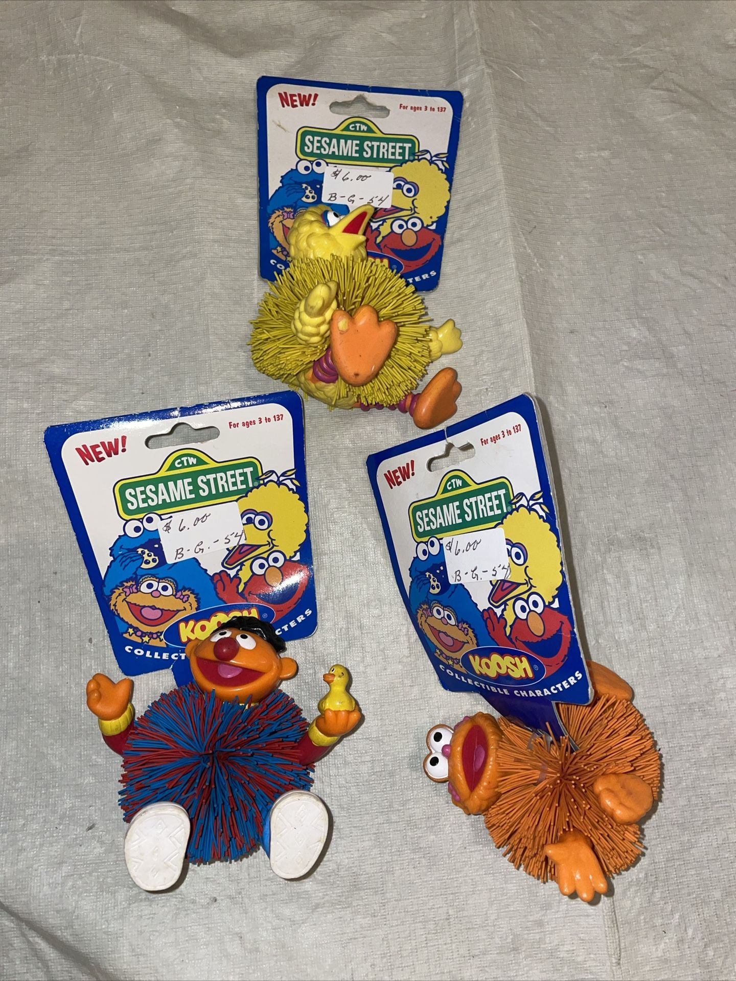 3 New Koosh ball Sesame Street Collectible Ernie Big Bird ZOE new Vintage 1996
