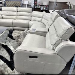 Power Sectional Reclining Leather 