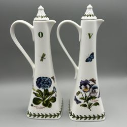 PORTMEIRION Ceramic Oil and Vinegar Cruet Set Dispenser. 9 inch tall.