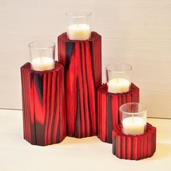 Shou Sugi Ban Pillar Candle Holder Set