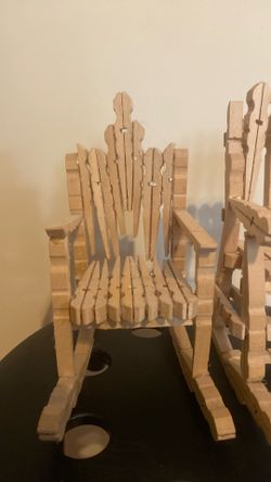 Two Handmade Clothespin Rocking Chairs