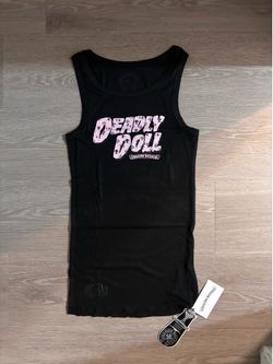 BLACK AND WHITE CHROME HEART DEADLY DOLL DRESSES SIZE SMALL