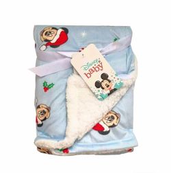 Disney Christmas Light Blue Mickey Mouse Sherpa Holiday Baby Blanket
30x40