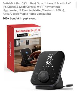 SwitchBot Hub 3 (3rd Gen), Smart Home Hub with 2.4" IPS Screen & Knob Control, WiFi Thermometer Hygrometer, IR Remote (Matter/Bluetooth 200m), Alexa/G