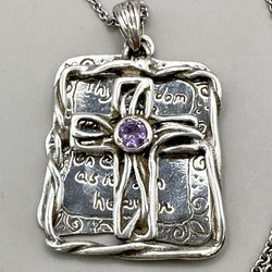 Mod Cross Prayer Design Double Pendant Necklace Sterling Silver Didae Israel
