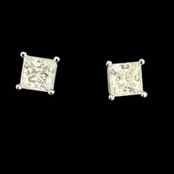 Princess Cut 4 Ctw Platinum Post Lab Created Very Sparkly Earrings 