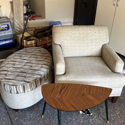 Love seat and storage and table