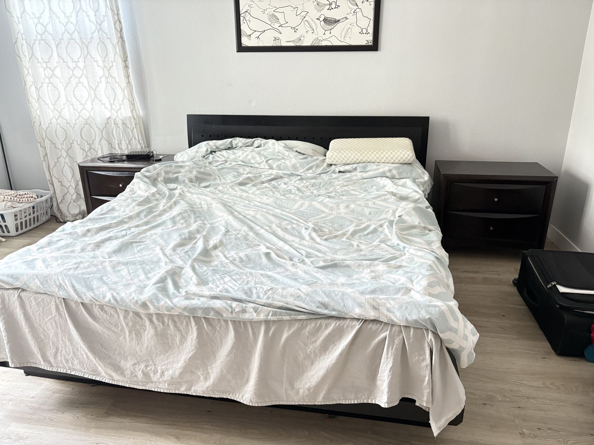 Cal- King  Bed With Side Tables