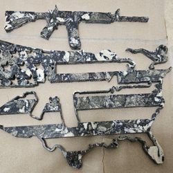 Custom Granite American Flag/Map And AR