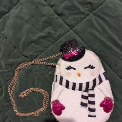 Betsey Johnson Kitsch Christmas Snowgal/Snowman Glitter Crossbody Bag ☃️🤍 (READ)