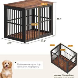 New Dog Crate Furniture with 3 Doors,Wooden Crate End Table Heavy Duty Indoor Puppy Cage for Small to Medium Dogs