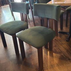 Green velvet dining chairs