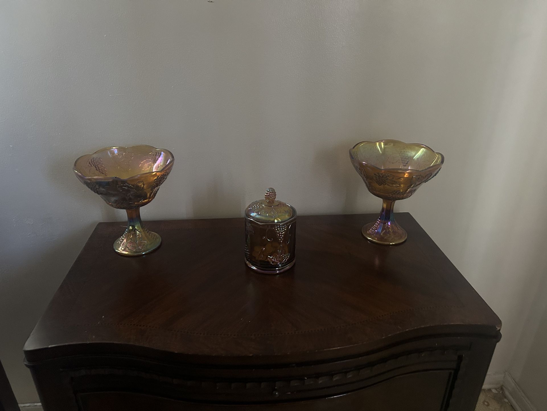 Carnival Glass Set- Amber
