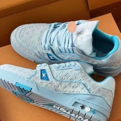 Tyler x LOUIS VUITTON Trainer Round Toe Lace-Up Low-Top Sneakers Men's Blue