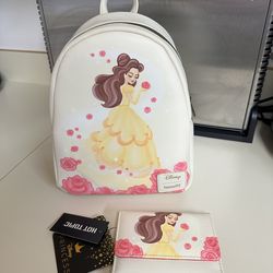 Disney belle loungefly backpack + Wallet
