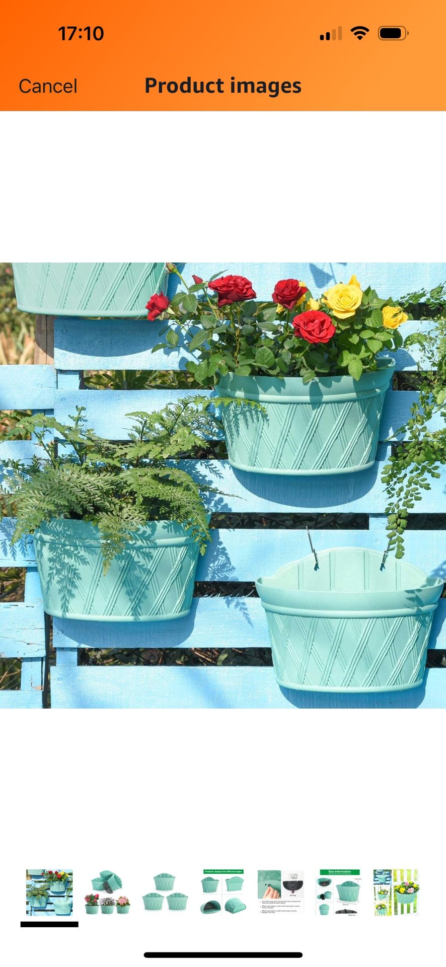 Sungmor Wall Hanging Planters,11.5 Inch 6 Pc Set Hanging Flower Pots for Railing Fence