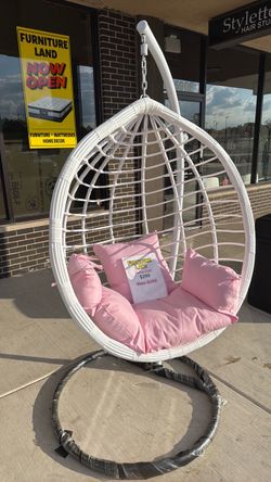 White Wicker Hanging Egg Swing Chair