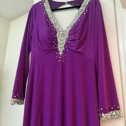 Elegant Purple Maxi Dress with Embellished Details
