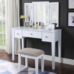 Brand New 3 PC White Wood Vanity Set
