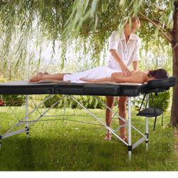 O70 $70  Massage Tables Portable Massage Bed Aluminium Height Adjustable Facial Salon Tattoo Bed with Non-Woven Bag, 28 inch Width Black