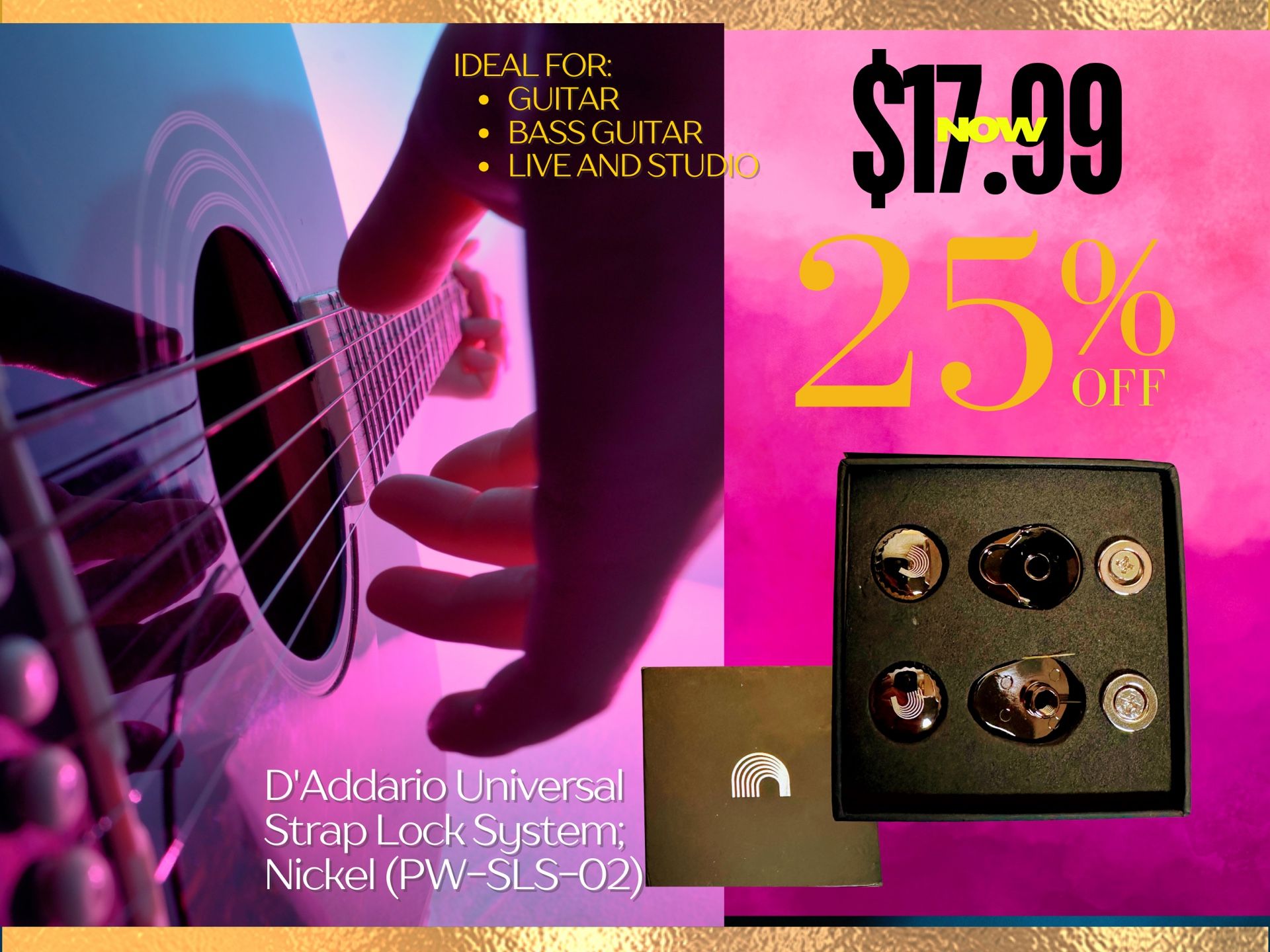 D’addario Universal Strap Lock System, Nickel.