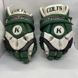 Vintage Game Used UMD Colts STX  Ignitor Lacrosse Gloves MCLA