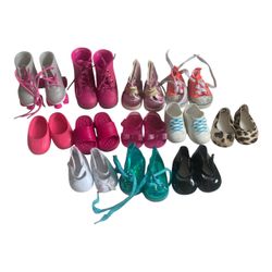 18" Doll 12 Matching Pair Mixture Bundle Lot Shoes/Boots/Ballet Flats/Sandals