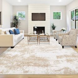 Beige Rug, 8x10 Large Living Room Rug 