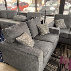 Sofa Set NEW Fabric Material Grey Color 