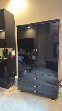 Black Gloss Armoire with Drawers