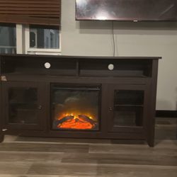 Cherry Wood Electric Fire Place 