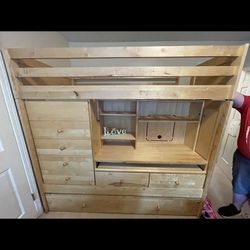 Twin Bunk Bed With Dresser/Desk