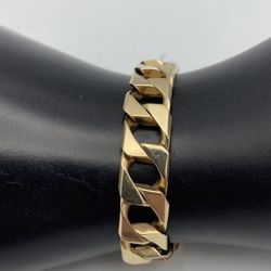 14kt Yellow Gold Solid Curb Link Bracelet 9”