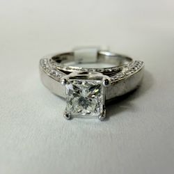 14K White Gold Princess Engagement Ring