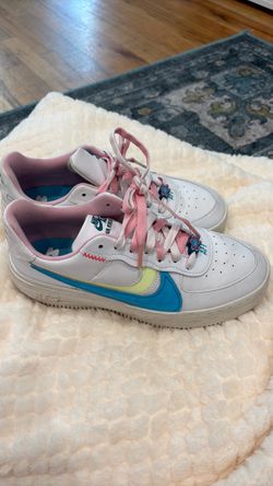 Platform Nike Air Force One Blue pink and green