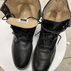 Frye John Addison Lace Up Men Round Toe Leather Black Work Boot Made In Mexico; US Size 12 