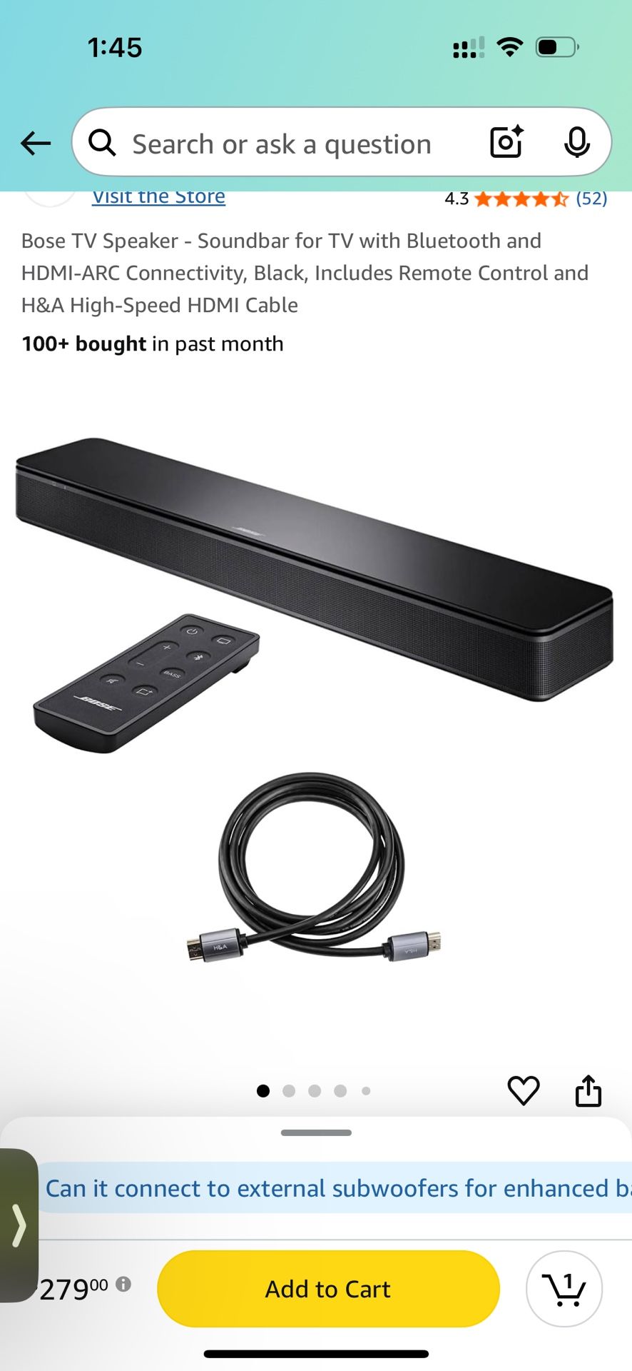 Bose TV Speaker/Sound Bar, Brand New Never Opened (Pickup only)