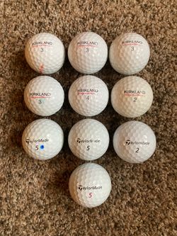 10 Used Kirkland & TaylorMade Golf Balls
