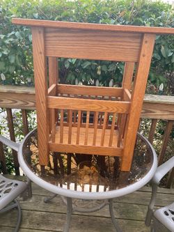 Mission Oak Style Wood Magazine Rack End Table