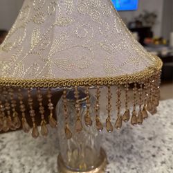 19’00 Century Beautiful lamp. Works like new. Shade Inside Is Purple and outside is Gold 