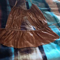 Stunning, Vintage, Gold Metallic  Halter, O/S