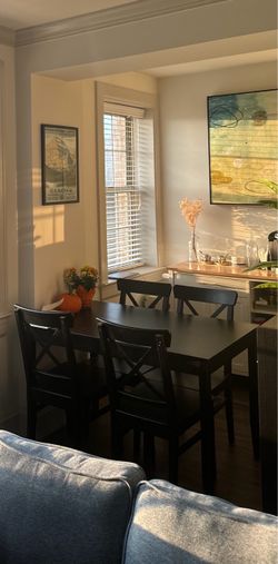 IKEA kitchen table with four matching chairs