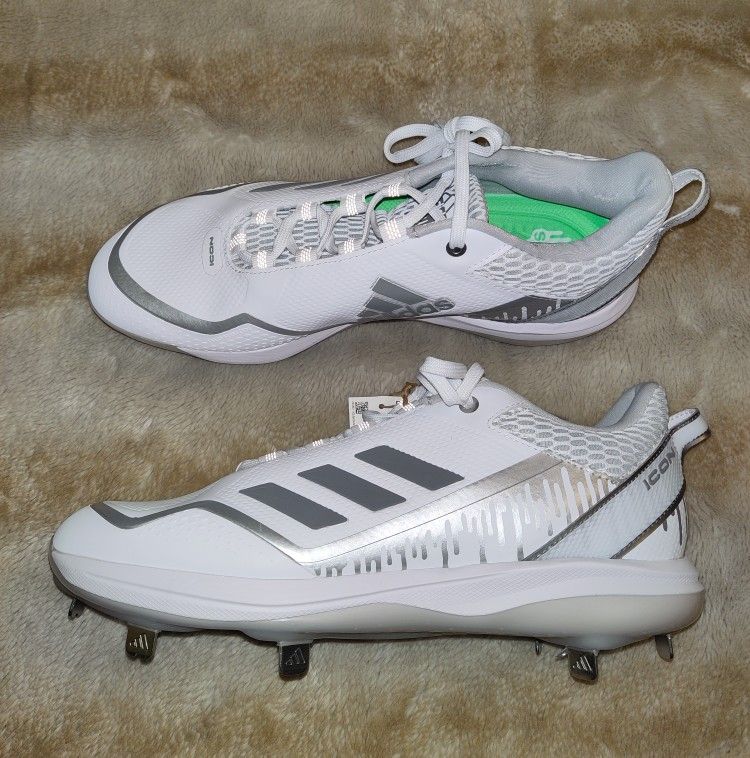 Adidas Icon 7 Dripped Out Metal Baseball Cleat White Silver H00997 Men Size 11.5