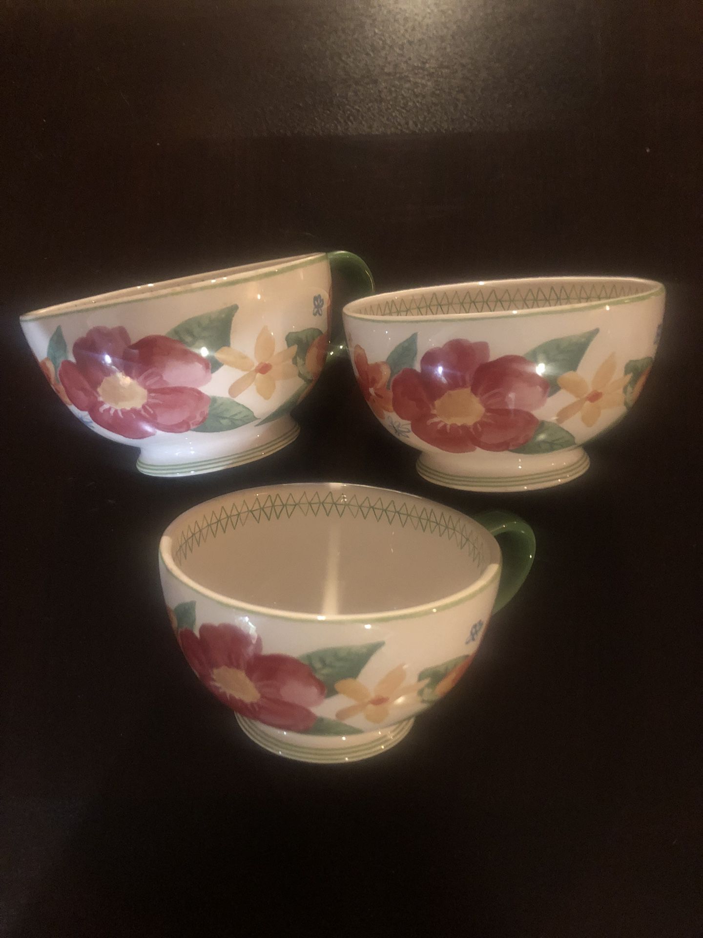 Pier One Imports Floral Ironstone Mugs 