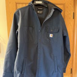 New Carhartt Men's Rain Defender Relaxed Fit Heavyweight Hooded Shirt Jacket