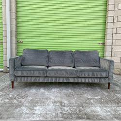   *Free Delivery* Velvet Gray Modern Living Spaces Couch Sofa