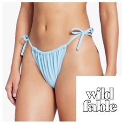 NEW Wild Fable Women's Side-Tie Adjustable Coverage Bikini Bottom- ‘Light Blue’
