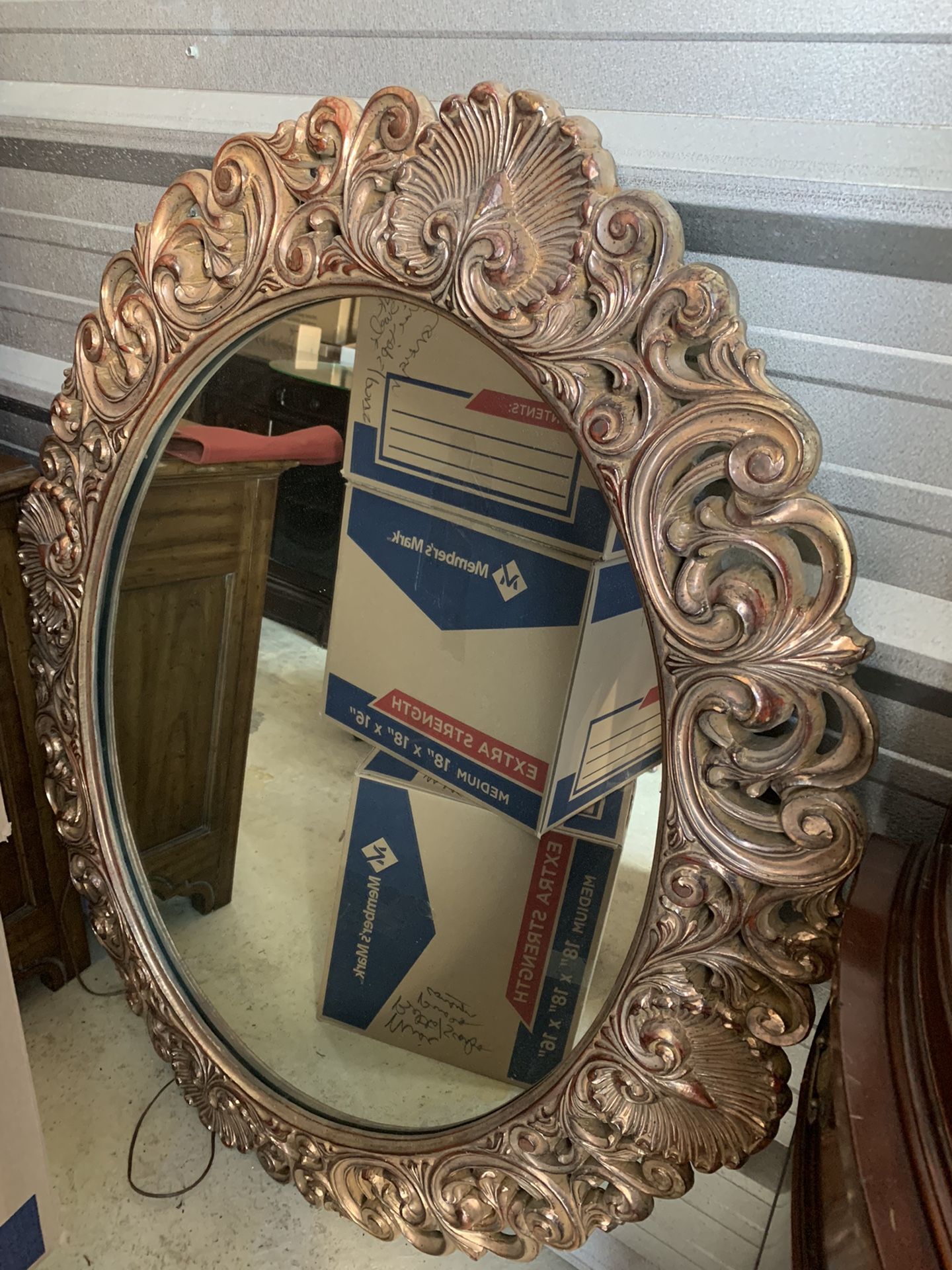 Beautiful Antiqued Gold Ornate Framed Mirror 54 Inches Tall X 43 Inches Wide