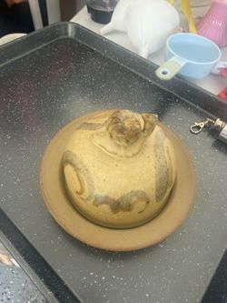 Handmade pottery, butter dish